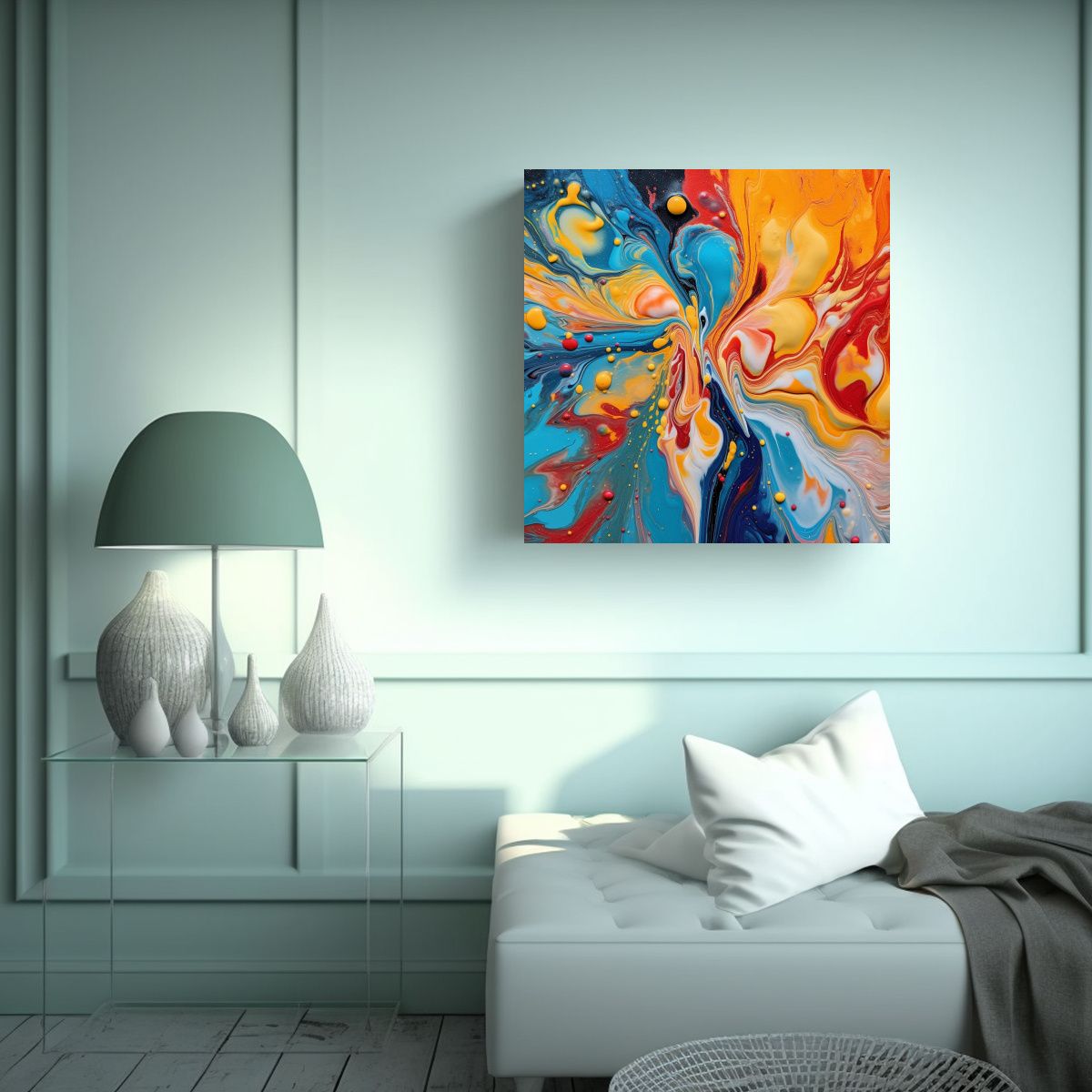 GENERICO - Pintura Abstracta Figuras M Para Decoración De 80x80 Cm