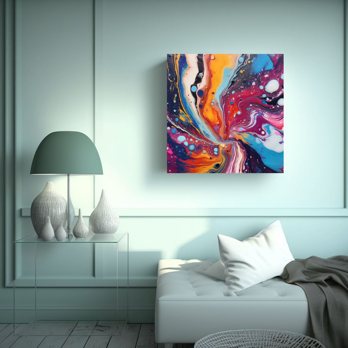 GENERICO - Cuadro Equilibrio Fluido Pintura Acrílica 70x70 Cm