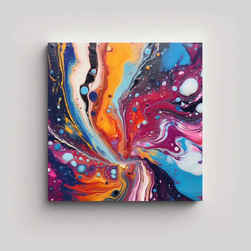 GENERICO - Cuadro Equilibrio Fluido Pintura Acrílica 60x60 Cm