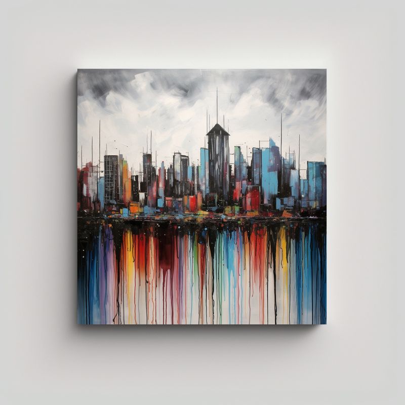 GENERICO - Cuadros Decorativos Ciudad Gris Sin Color Con 50x50 Cm