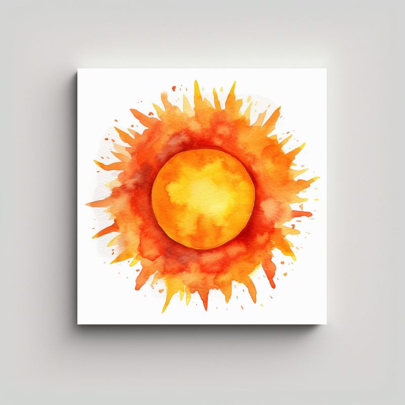 GENERICO - Pintura Acuarela Espectacular Del Sol Con Un 50x50 Cm