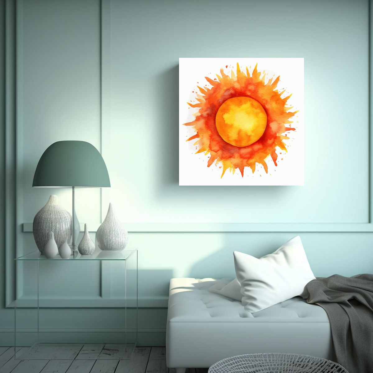 GENERICO - Pintura Acuarela Espectacular Del Sol Con Un 50x50 Cm