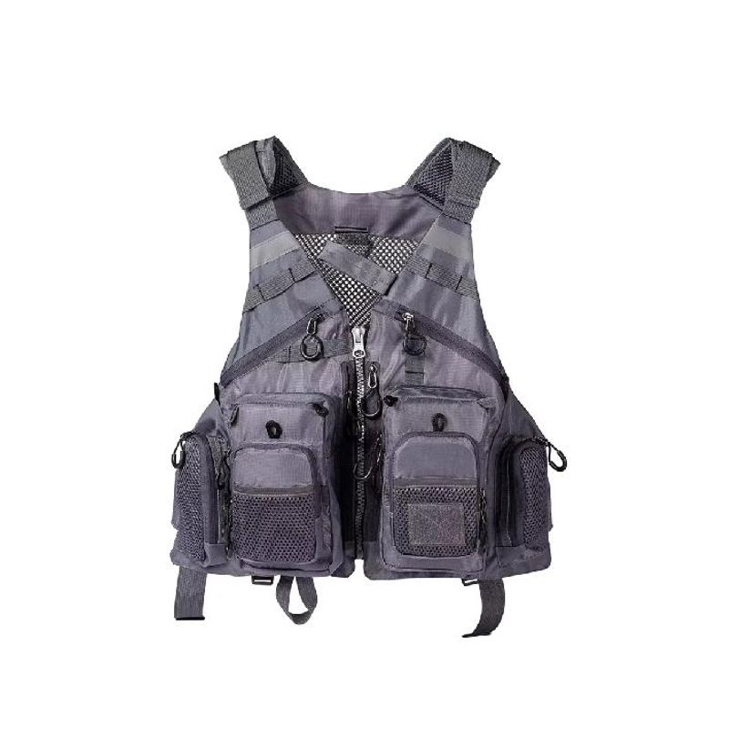 GENERICO - Chaleco de pesca con mochila salvavidas mosca verde