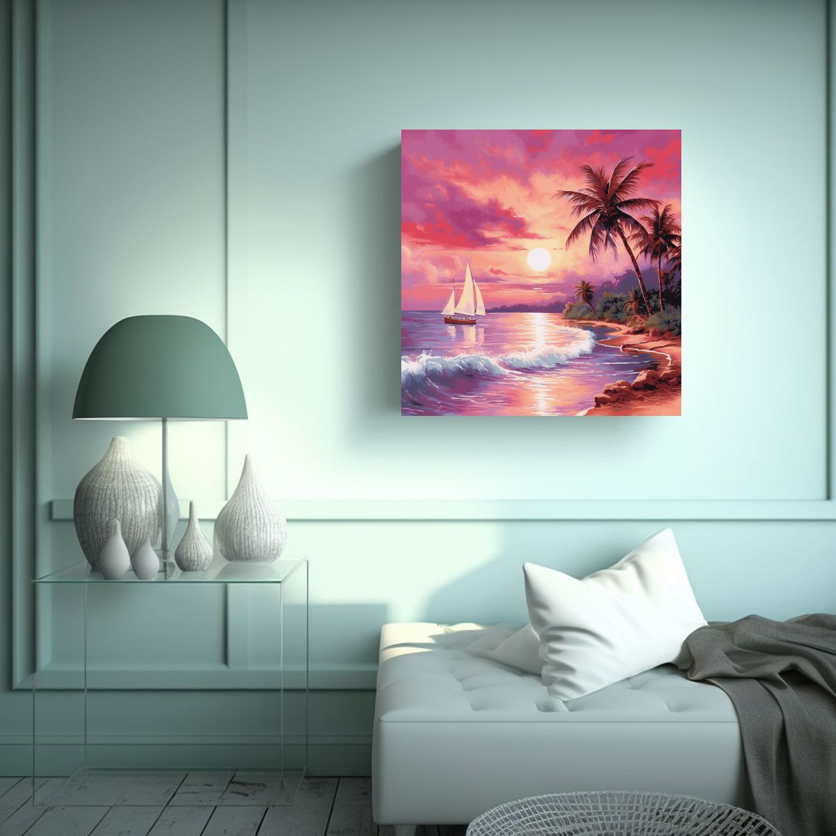 GENERICO - Paisaje Sereno: Composición Decoración Playa 80x80 Cm