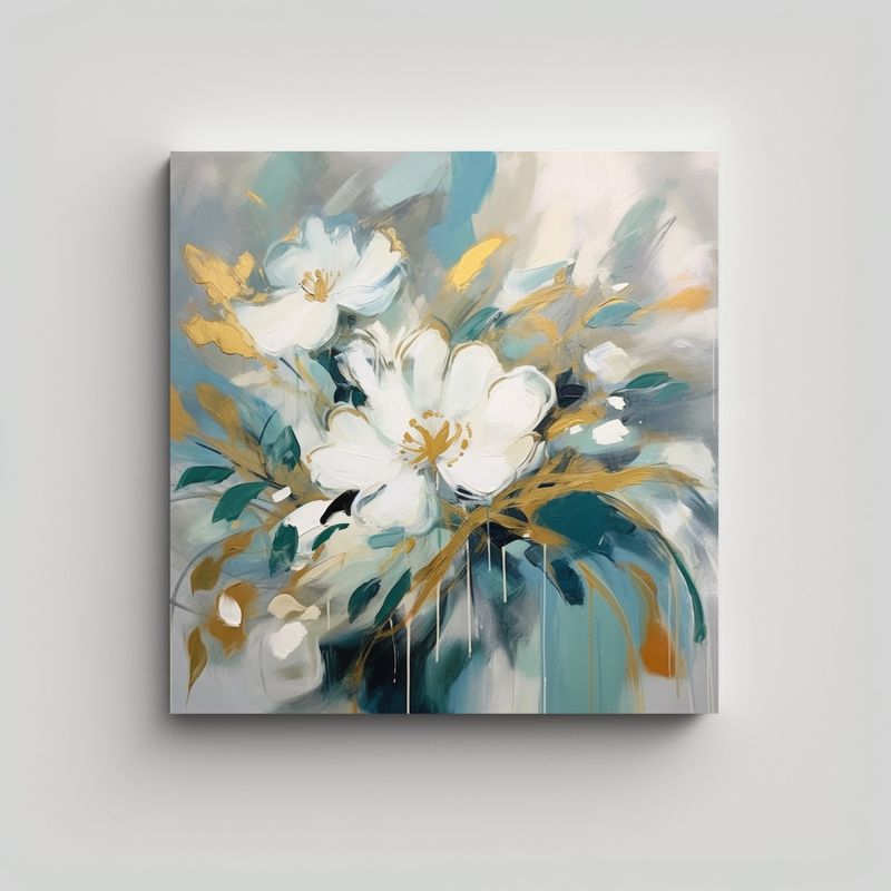 GENERICO - Cuadro Decorativo Calidez Abstracto Con Flores 90x90 Cm