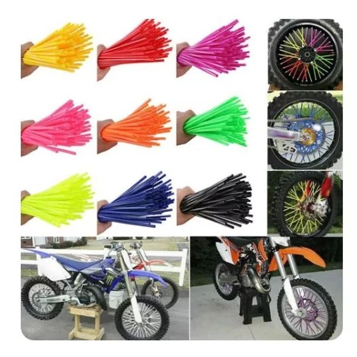 GENERICO - Set Cubre Rayos Popotes Moto Bicicleta Colores 72 Unidades