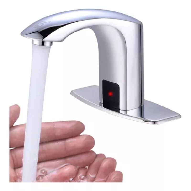 GENERICO - Llave Griferia Lavamanos Acero Sensor Apertura Automatico Cromo