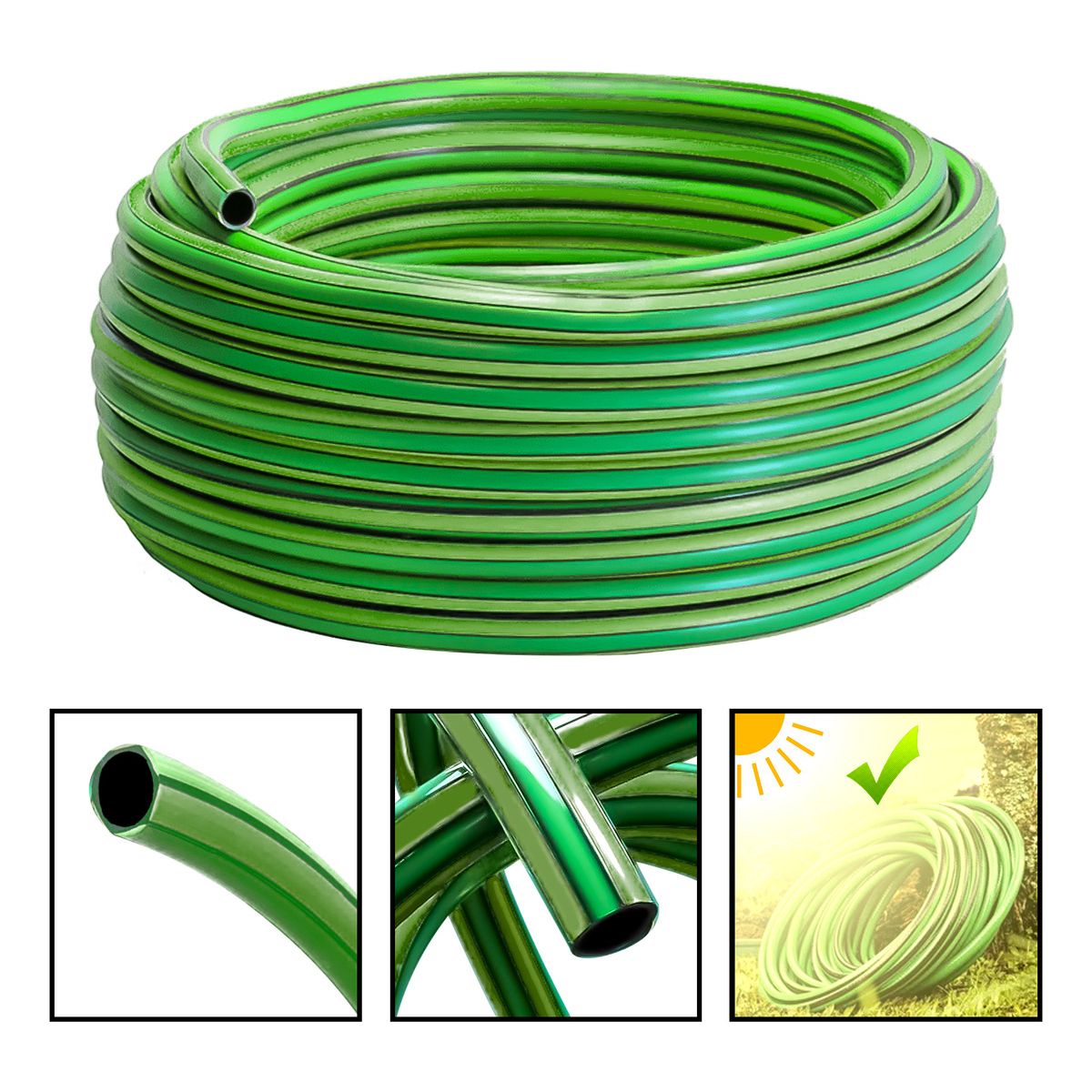 GENERICO - Manguera Riego Verde 100m 1/2 P 1.7 mm Reforzada Proteccion Uv