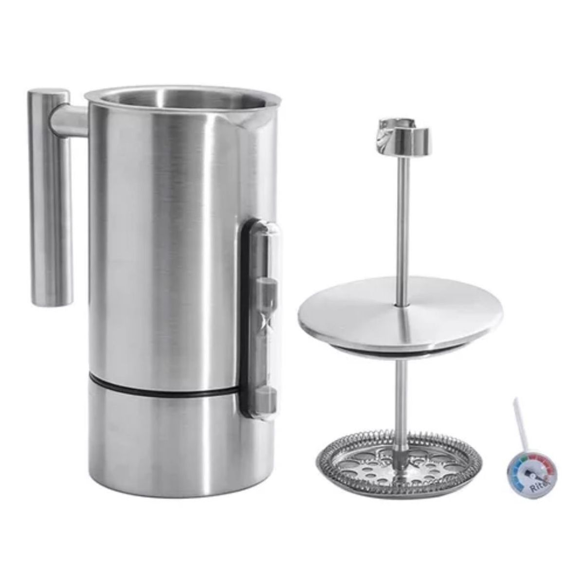 GENERICO - Cafetera Prensa Francesa Rite 1 Litro Con Termometro Reloj Acero Inox