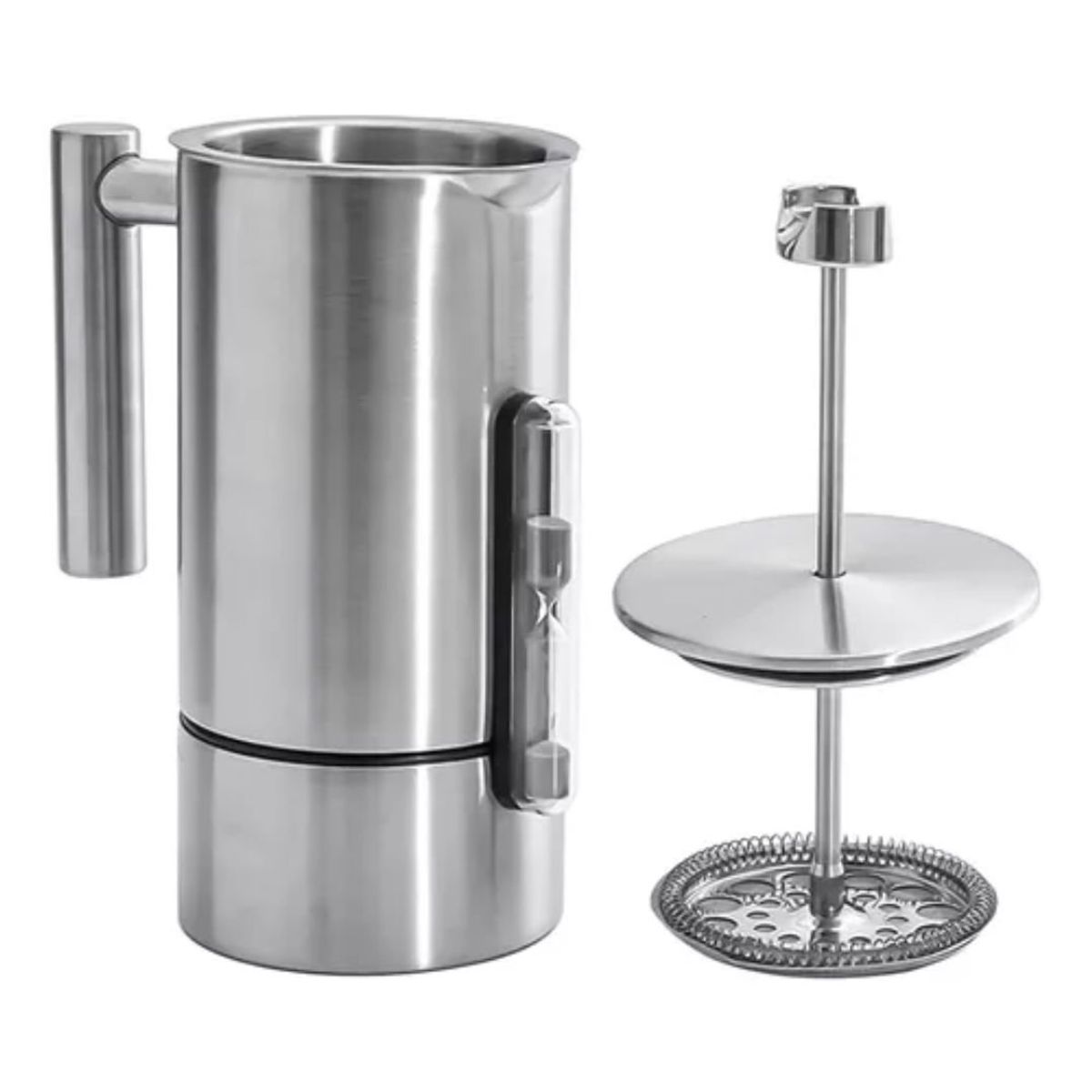 GENERICO - Cafetera Prensa Francesa Rite 1 Litro Con Termometro Reloj Acero Inox