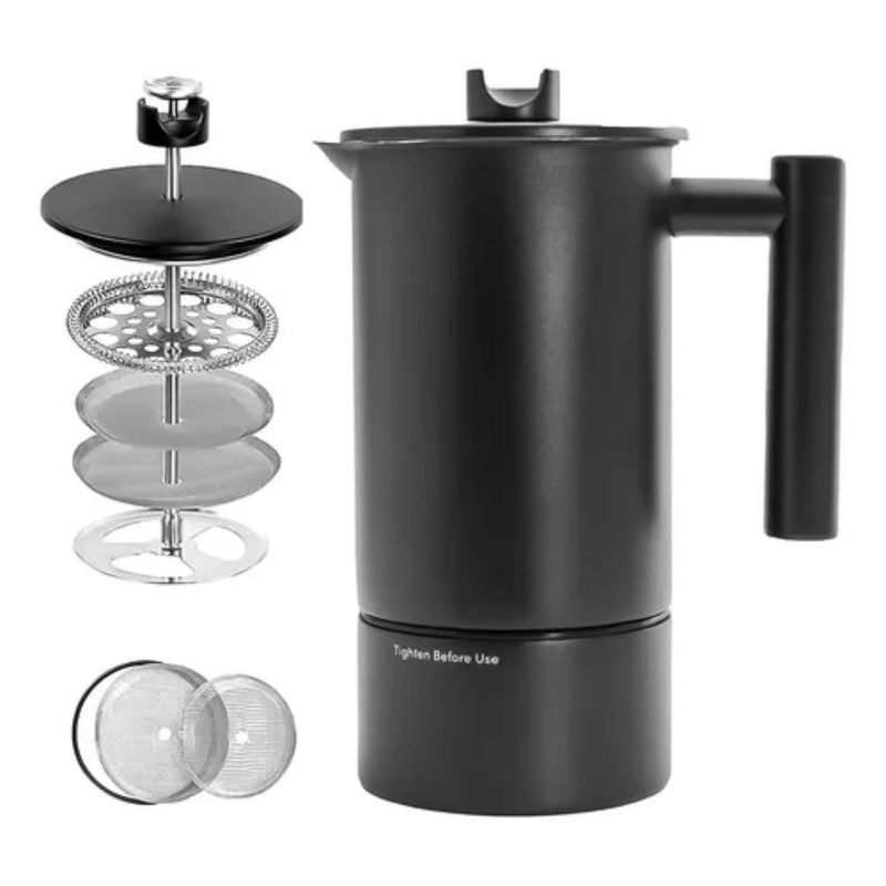 GENERICO - Cafetera Prensa Francesa Rite 1 Litro Con Termometro Reloj Acero Inox