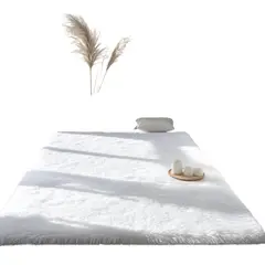 GENERICO - Alfombras Peludas Bajadas De Cama Sala O Living 180x200cm Blanco