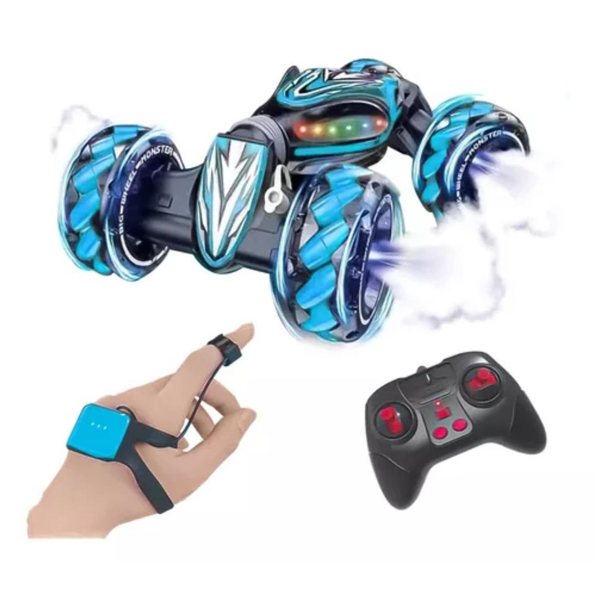 GENERICO - Auto Articulado Ruedas Lanza Humo Control Muñeca Grande Azul