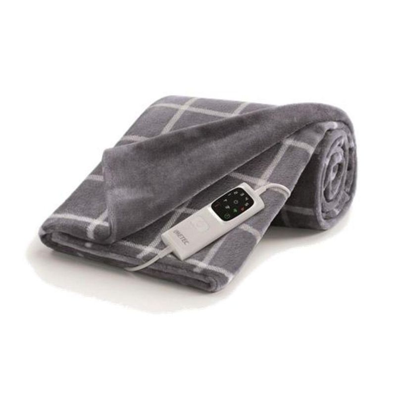 SCALDASONNO - Manta Electrica Calentamiento Rapido 150x95cm 150W Gris Cuadrille