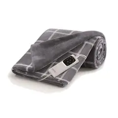 SCALDASONNO - Manta Electrica Calentamiento Rapido 150x95cm 150W Gris Cuadrille