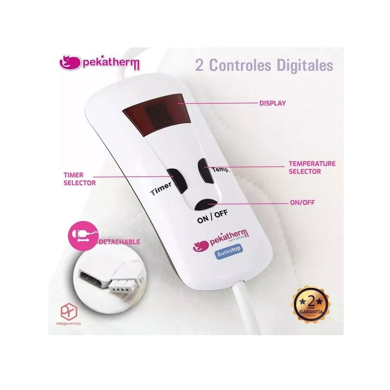 PEKATHERM - Calientacama 2 Plazas Pekatherm Doble Alta Gama Lavable