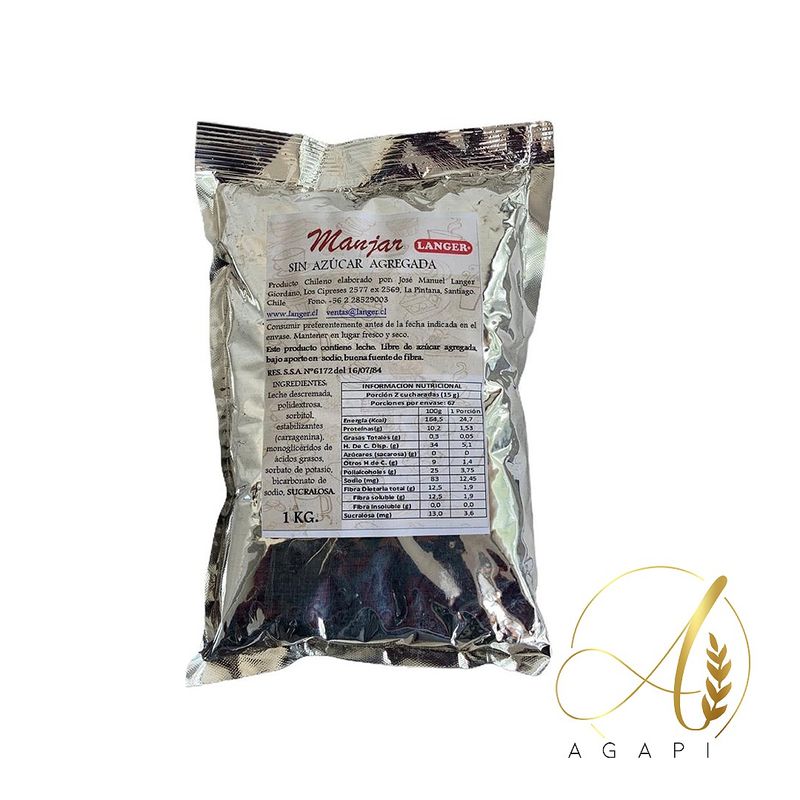 GENERICO - Manjar Langer Sin Azúcar 1 Kg