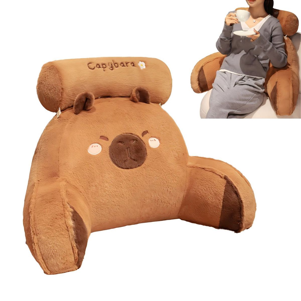 CRUSEC - Almohada De Respaldo Capibara Cojin Multifuncional