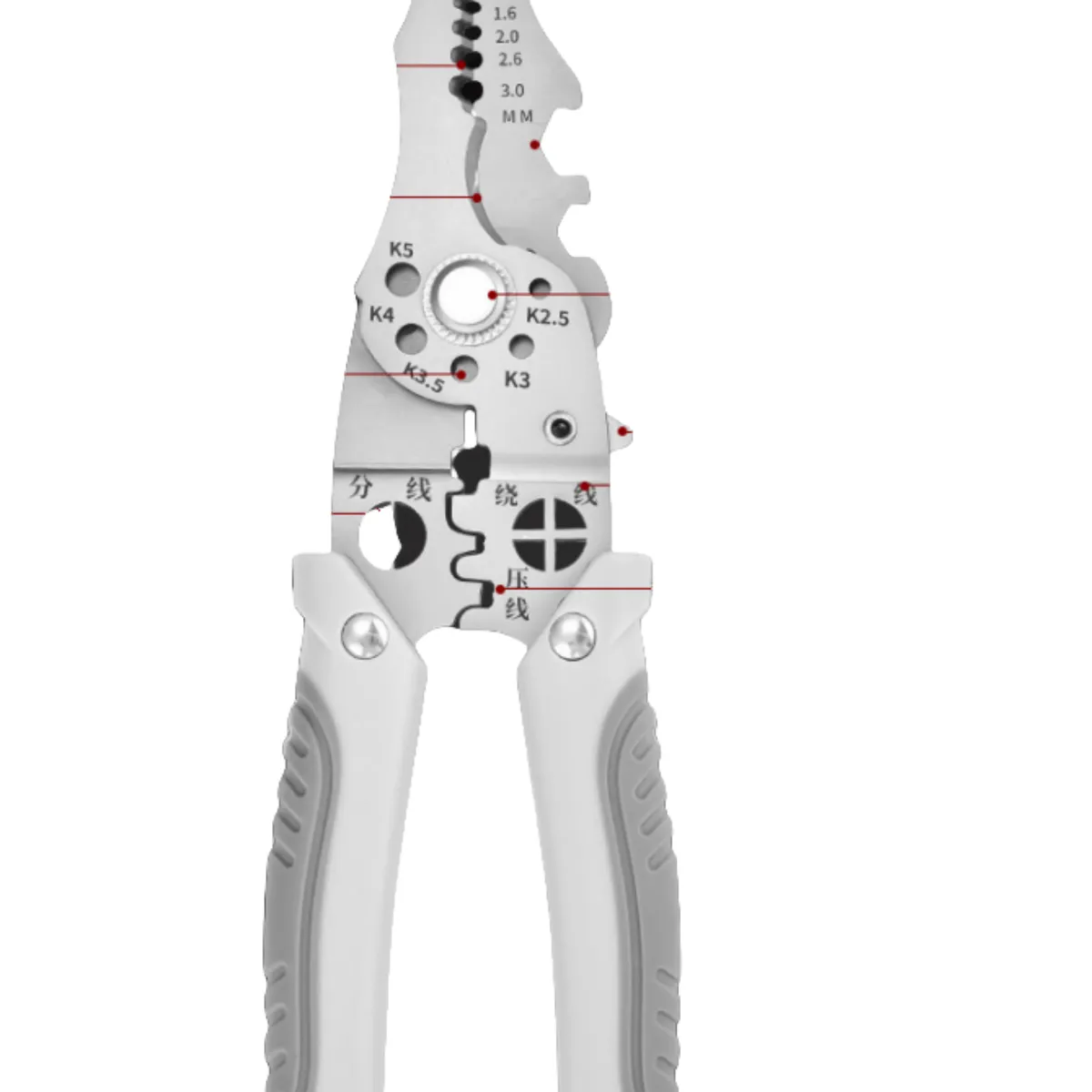 GENERAC - Alicate Pelacables Pinza Multifuncional Prensa Corta Cable