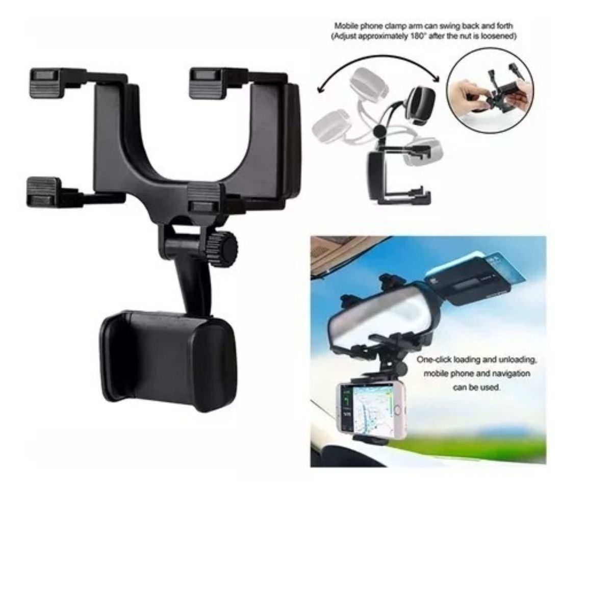 GENERICO - SOPORTE DE CELULAR AUTO PARA ESPEJO RETROVISOR.