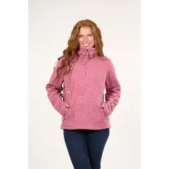 POLEMIC - Poleron sherpa hot print medio cierre Rosa mujer