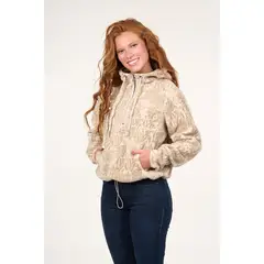 POLEMIC - Poleron polar full print medio cierre Beige mujer