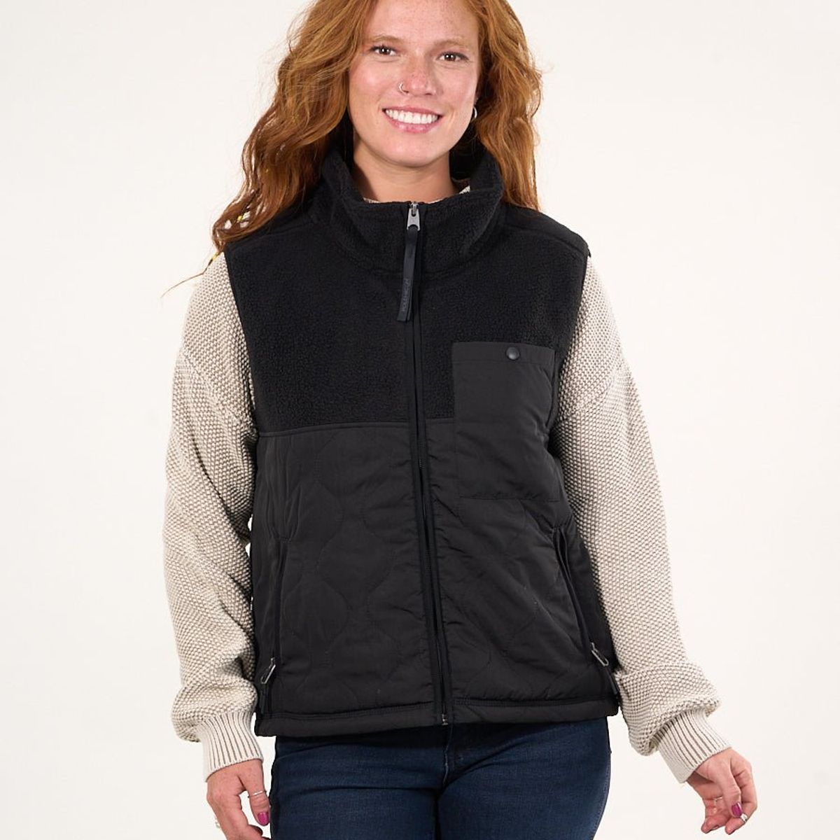 POLEMIC - Polar sin mangas look sherpa con acolchado Negro mujer Polemic