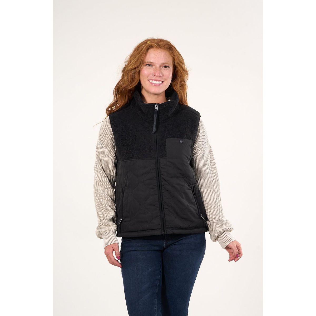 POLEMIC - Polar sin mangas look sherpa con acolchado Negro mujer Polemic