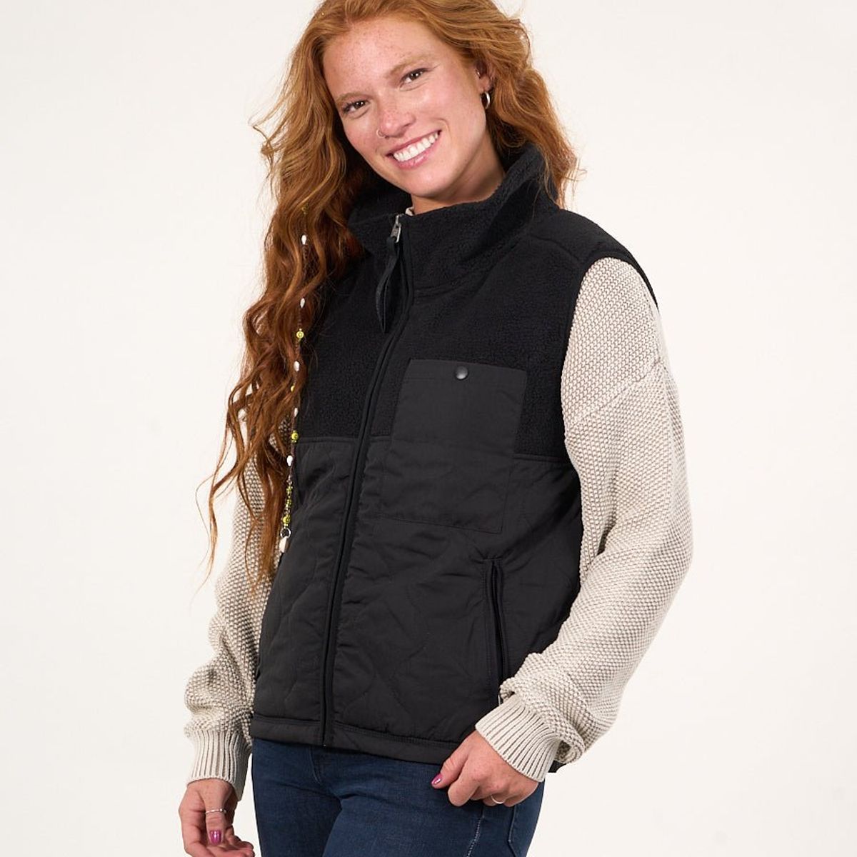 POLEMIC - Polar sin mangas look sherpa con acolchado Negro mujer Polemic