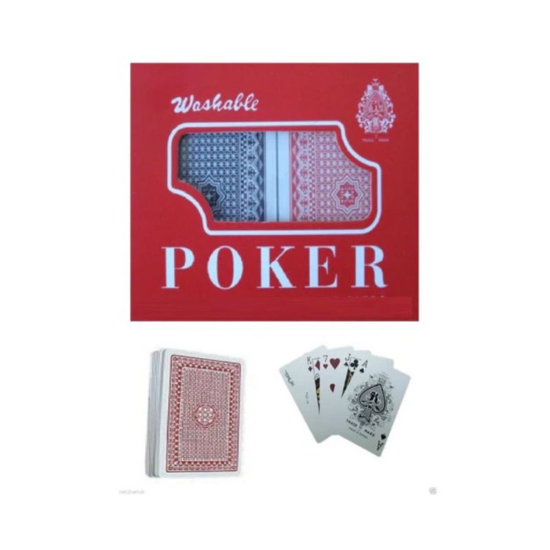 GENERICO - Juego de Naipes plásticos Poker 2 barajas Azul/Rojo