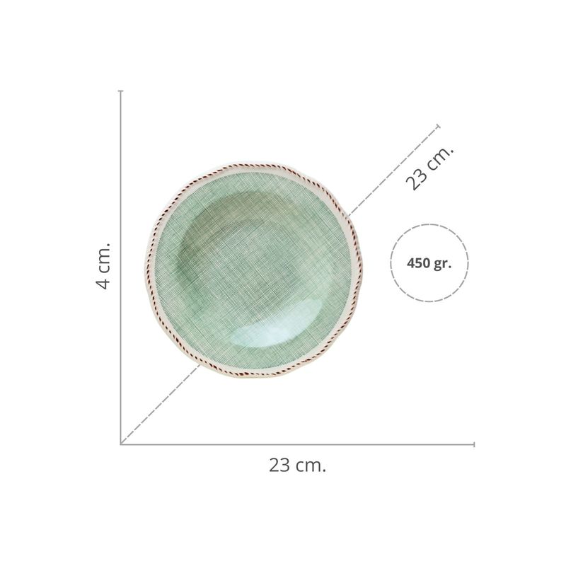 SOLEIO - Plato de Sopa Cerámica Esmaltada Diseño Tartán Verde
