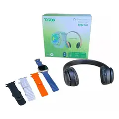 GENERICO - Audífonos Con Reloj Inteligente + 5 Correas + control De Fotos