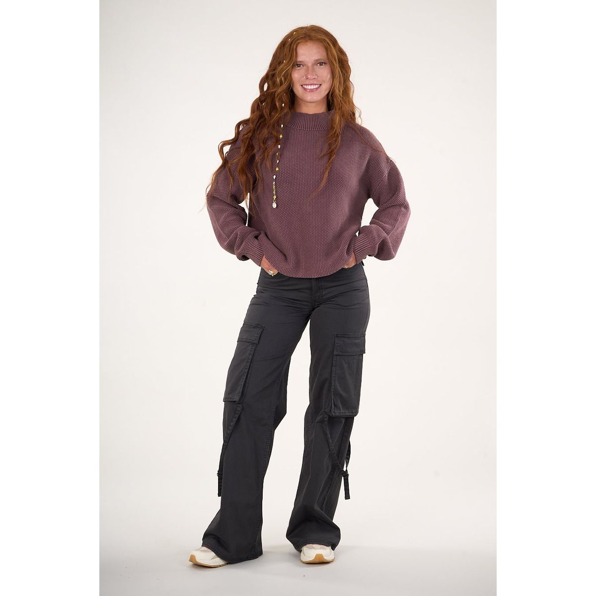 POLEMIC - Pantalon cargo Twill wide leg Negro VW4720 Mujer Polemic