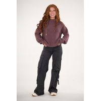 Pantalon cargo Twill wide leg Negro VW4720 Mujer