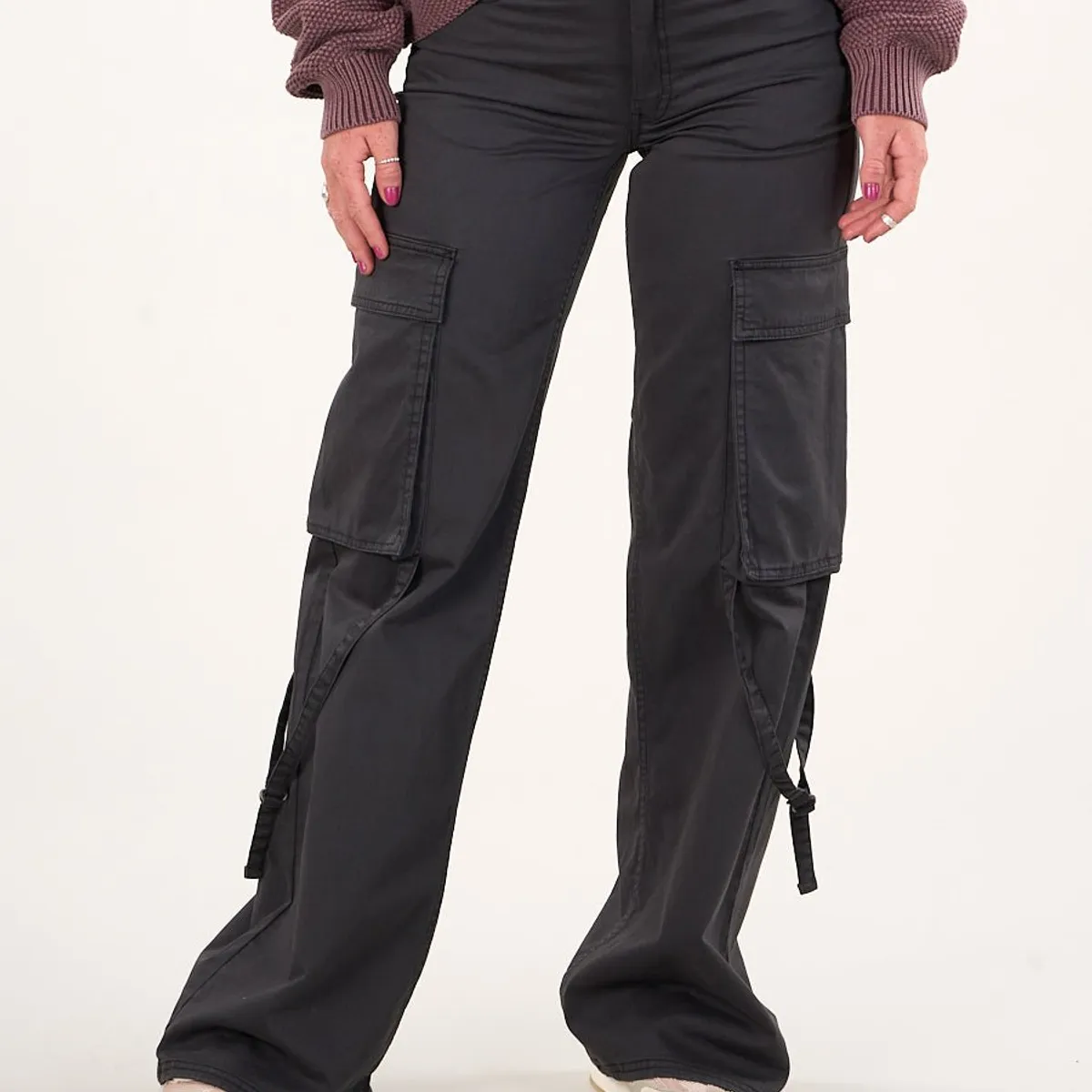 POLEMIC - Pantalon cargo Twill wide leg Negro VW4720 Mujer Polemic