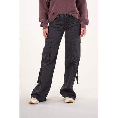 Imagen 2 del producto Pantalon cargo Twill wide leg Negro VW4720 Mujer
