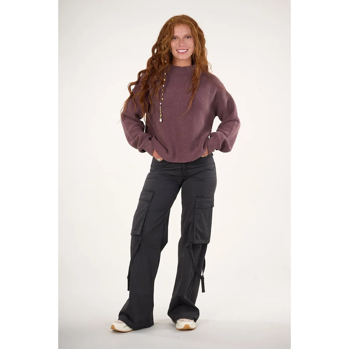 POLEMIC - Pantalon cargo Twill wide leg Negro VW4720 Mujer Polemic