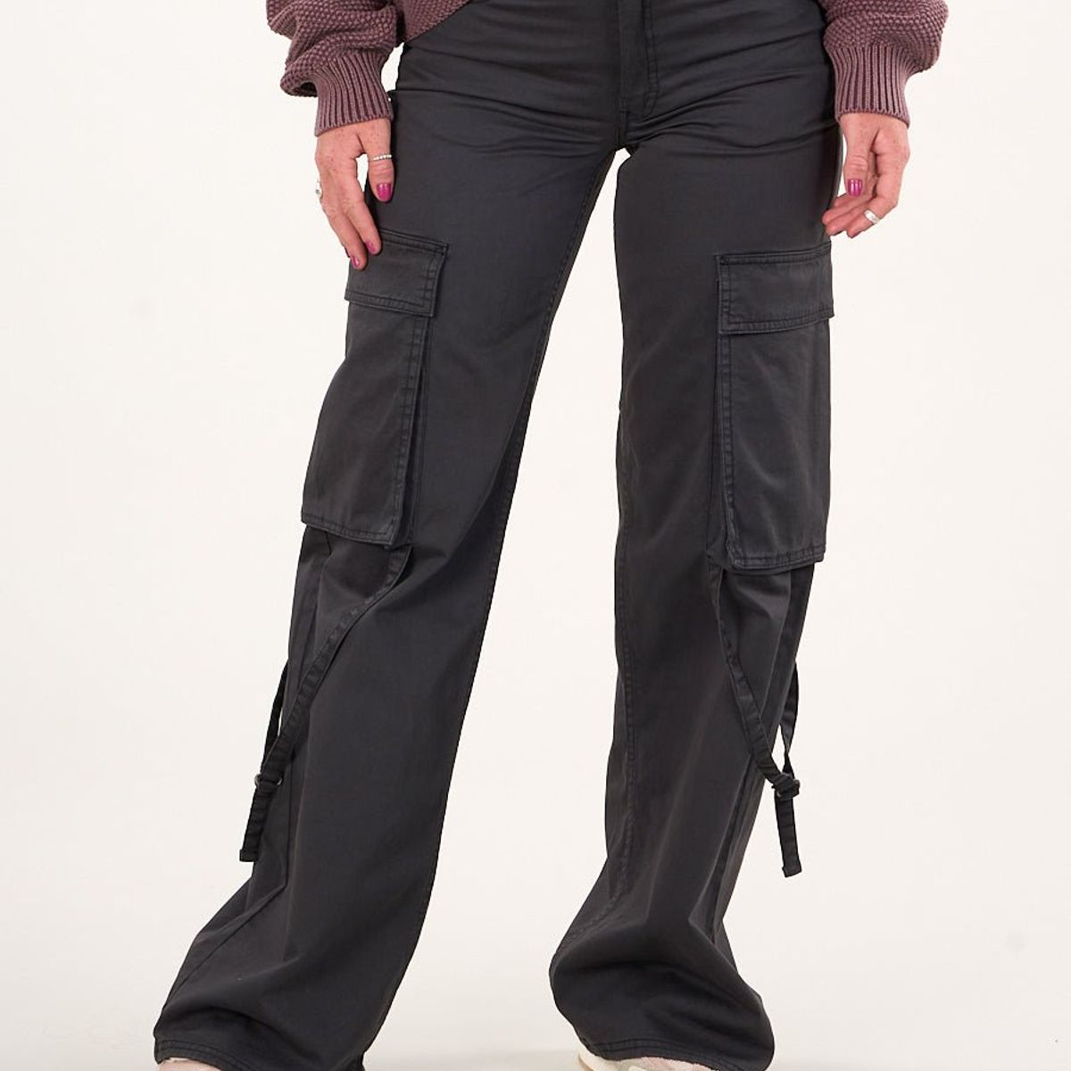 POLEMIC - Pantalon cargo Twill wide leg Negro VW4720 Mujer Polemic