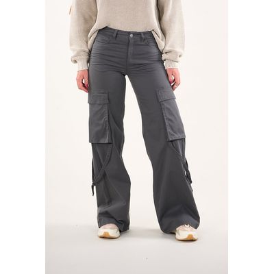 Imagen 2 del producto Pantalon cargo Twill wide leg Gris VW4721 Mujer