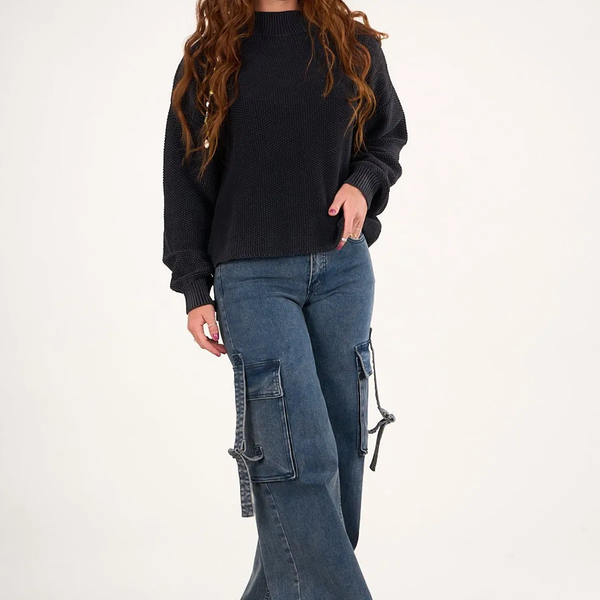 POLEMIC - Pantalon cargo Denim wide leg Azul VW4722 Mujer Polemic