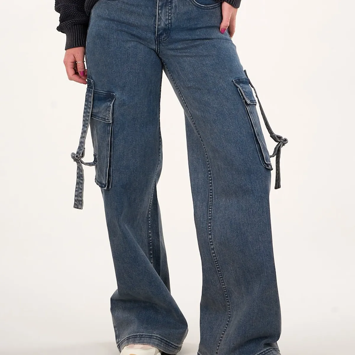 POLEMIC - Pantalon cargo Denim wide leg Azul VW4722 Mujer Polemic