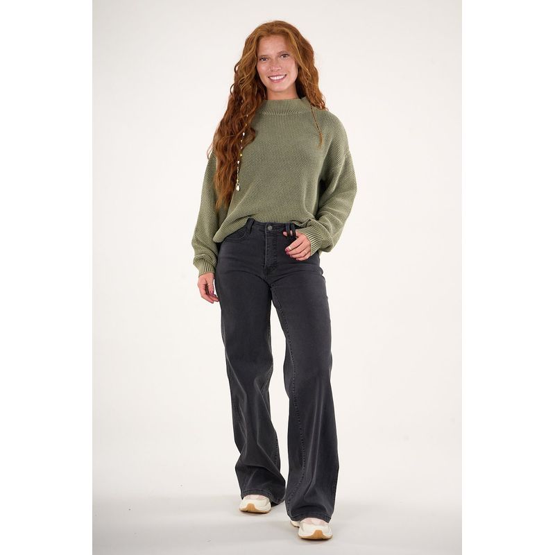 POLEMIC - Pantalon Denim wide leg Negro VW4723 Mujer Polemic