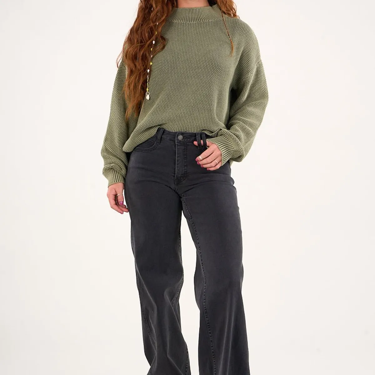 POLEMIC - Pantalon Denim wide leg Negro VW4723 Mujer Polemic