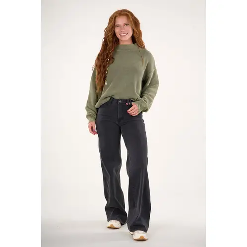 POLEMIC - Pantalon Denim wide leg Negro VW4723 Mujer