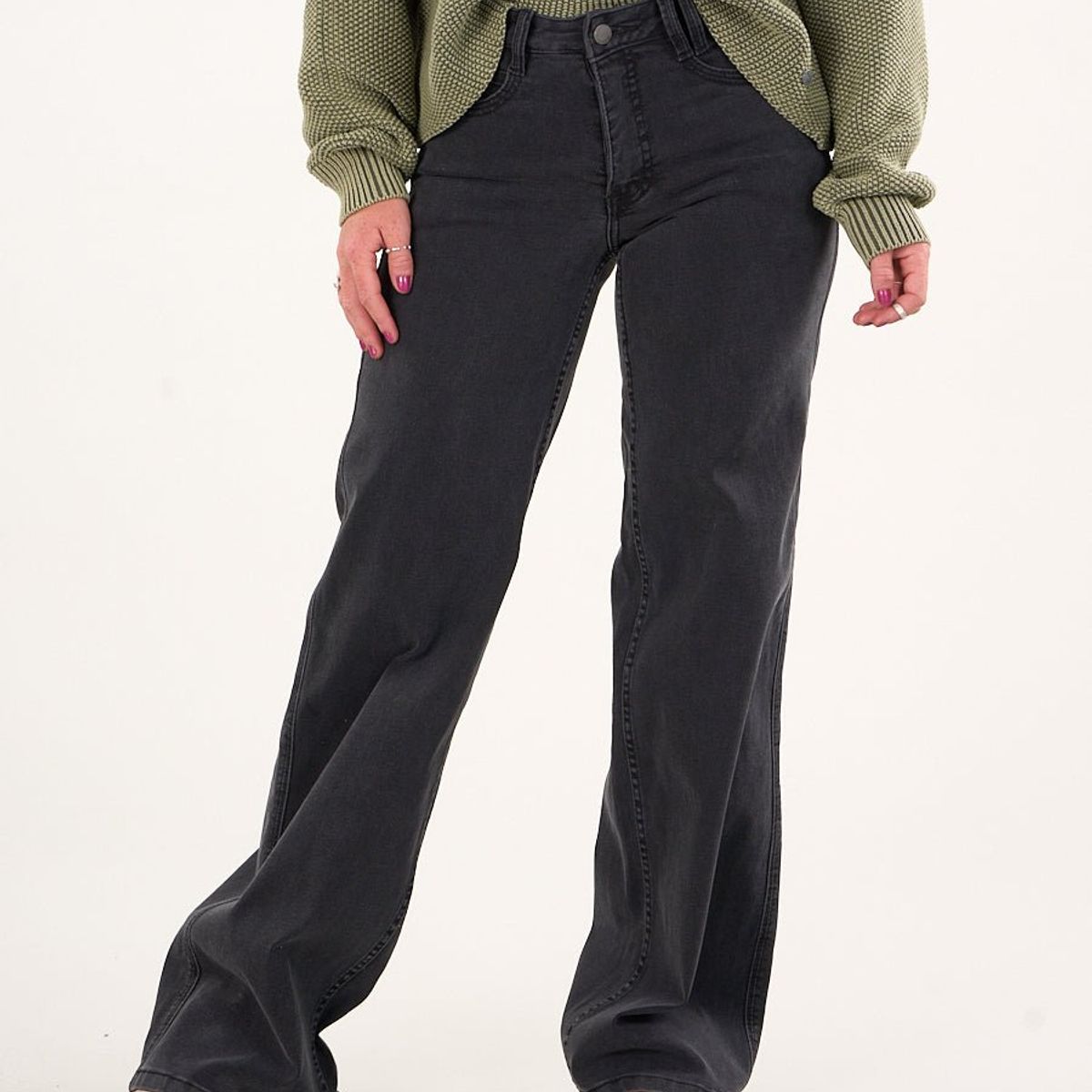 POLEMIC - Pantalon Denim wide leg Negro VW4723 Mujer Polemic