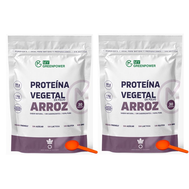 GENERICO - Pack Proteina Arroz Aislada Vegan 2 Kg My Green. Sin Azucar