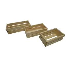 GENERICO - Set 3 Cajas Organizadoras Madera Natural