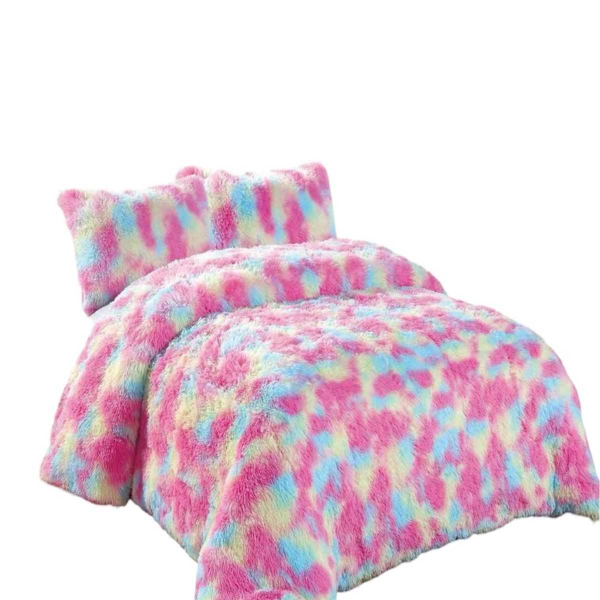 GENERICO - PLUMON PELUDO 2 PLAZAS ROSA JASPEADO