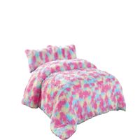 PLUMON PELUDO 2 PLAZAS ROSA JASPEADO