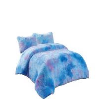 PLUMON PELUDO 2 PLAZAS AZUL JASPEADO